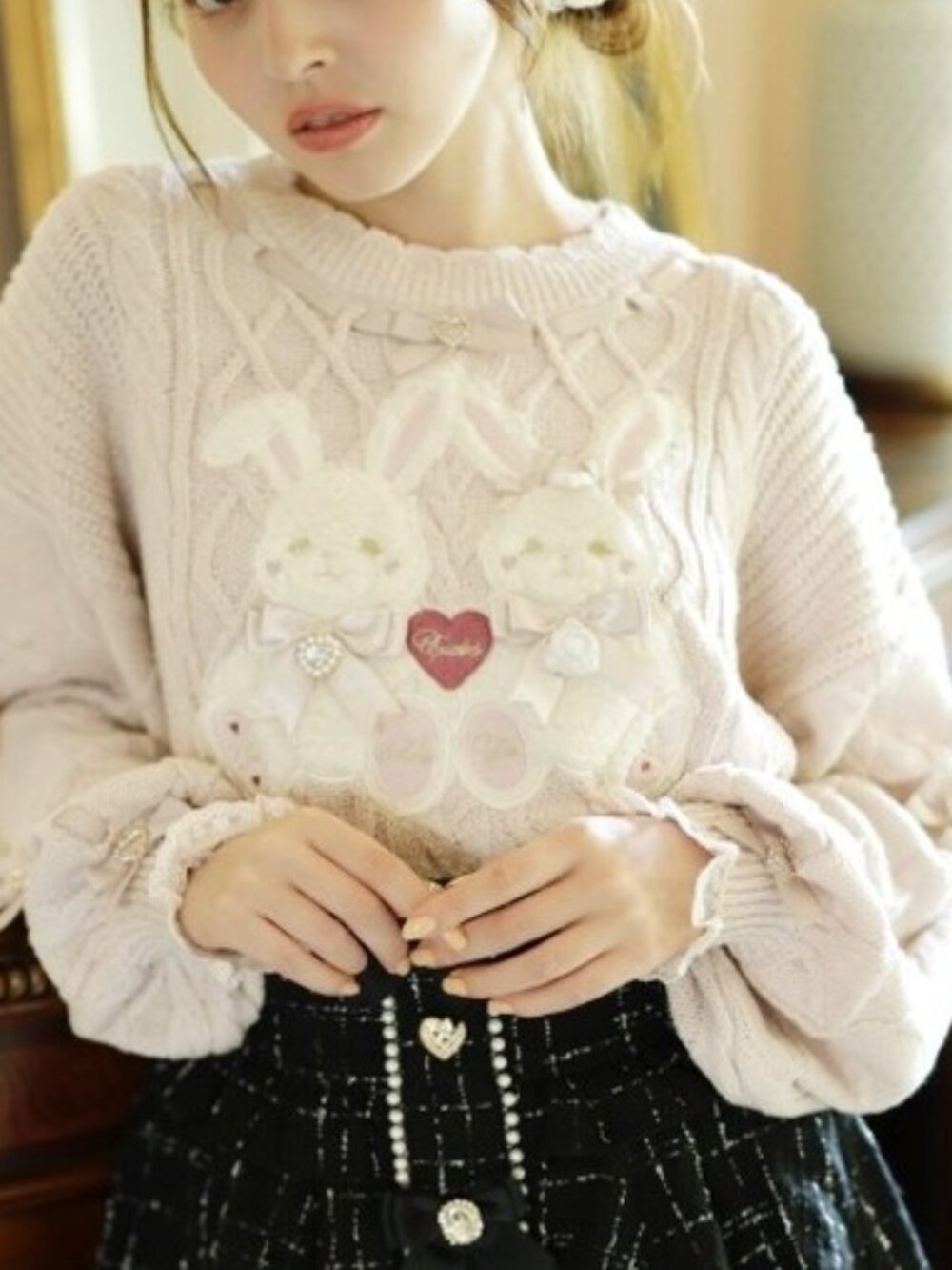 Liz Lisa - Cute fluffy bunnies sweater - baby pink - NWT - Kawaii Lolita